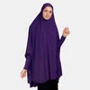 Abbigliamento etnico Berretto Hijab lungo Indumento da preghiera per la moda musulmana islamica ad alta elasticità per le donne Nero