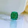 Cluster Rings 2022 S925 Sterling Silver Ring High Carbon Diamond Emerald Green Temperament Is White Female