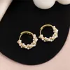Винтажные серьги-кольца золотого цвета с жемчугом для женщин и девочек, корейские элегантные милые геометрические украшения, модные ювелирные изделия 2022 года