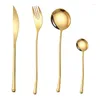 Flatware Sets 24pcs Luxury Glossy Cutlery Set 18/10 Stainless Steel Western Tableware Knife Fork Spoon Teaspoon Gold Mirror Dinner