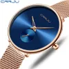 Orologio da donna alla moda di lusso CRRJU casual semplice da donna abito quotidiano orologio da polso in maglia orologio da donna al quarzo impermeabile minimalista218M