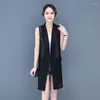 女性のベスト韓国のファッションミディジレットコート女性ベストカーディガンルーズレディースジャケットホローコレテストリートパンクスタイルのシャレコミュージャー