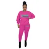 Plus Sizes Designer Women Tracksuits Autumn And Winter Two Piece Pants Letter Printed Round Neck Sweater Suits Outfits 7 Colours