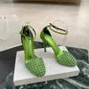 Superhohe Sandale, Luxus-Designer, schmale Passform, High-Heel-Kleiderschuhe, Satin-Damen-Sandalen, Kristall-Diamant, dekorative Schleuder, 10,5 cm, modischer Schuh