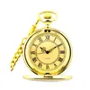 IME Watch Quartz Beweging FOB Pocket horloges met ketting volle jager gouden kast gegraveerd bloemenpatroon 6 stuks181y