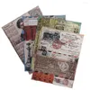 Present wrap retro handkonto material klisterm￤rken engelska bokst￤ver barn l￤mnar bokm￤rken bakgrund papper diy scrapbook dekoration