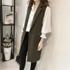 Coletes femininos casuais blazer mulheres colete de casaco escritório senhora de terno longo gilet primavera outono feminino bolsões bolsos de salmão de salmão mangas