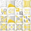 Pillow Summer Yellow Print Cotton Cover Geometric Case Home Decor Sofa Living Room Throw