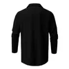 Men's Casual Shirts Mens Fashion Simple Cotton And Linen Small Print Lapel T Shirt Long Sleeve Top Plain Colored Baseball Tee