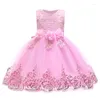 Girl Dresses Girls Summer Floral Princess Dress Children Lace Sequins Tutu For Birthday Party Clothing Kids Sleevess Custome