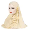 Etniska kl￤der Kvinnor Fashion Hair Wrap Scarf Solid Color Glitter paljetter Jersey Hijabs Muslimska huvudduk Shawls For Turban Cap 2022