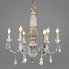 Żyrandole vintage drewniany kryształowy żyrandol Lampadario Luster Cristal LED Avize Art Deco sufit Nordic Wystrój domu