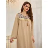 Etnische kleding kaftan borduurwerk maxi jurk vrouwen moslim hijab jurken pailletten abaya dubai kalkoen caftan islam losse feestjurk