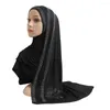 Ethnic Clothing H200 High Quality Soft Cotton Jersey Scarf With Stones Modal Headscarf Women's Hijab Islamic Female Shawl Lady Bonnet