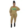 Plus Sizes Designer Women Tracksuits Autumn And Winter Two Piece Pants Letter Printed Round Neck Sweater Suits Outfits 7 Colours