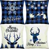 Pillow Christmas Covers Throw Cover Case Pillows Holiday Xmas Couch Reindeer Cases Decorative Protector Square Navy