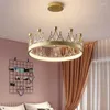 Pendant Lamps Nordic Personality Simple Creativity Princess Girl Children's Room Bedroom Study Crown Crystal Chandelier