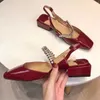 Marque D'été Marques De Mode Jill Slingback Sandales Chaussures Pour Femmes Cristal Embelli Bretelles Bout Carré Dame Talons Hauts Fête De Mariage 35-43