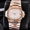 3 Color Nautilus 18K Rose Gold Quartz Movement Date Watch 7010r-011 35mm damer dam modeklockor190f