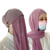 Ethnische Kleidung Instant Hijabs Damen-Mütze mit Chiffon-Schalknöpfen, einfach zu tragende Masken-Mütze