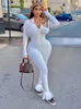 2024 Designer Ribbed Jumpsuits Women One-Piece Rompers Sexig brev Broderi Lady Overalls Bodycon Bodysuits Flouse Pants Wholesale Fall Winter Clothes 8847