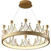 Pendant Lamps Nordic Personality Simple Creativity Princess Girl Children's Room Bedroom Study Crown Crystal Chandelier