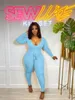 2024 Designerbed Jumpsuits Kobiety jesienne zimowe ubrania seksowne głębokie v jednoczęściowe body Bodysis Paski Paski Rompers Spodnie Elastic Bodycon Hurtowe 8785