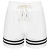 Kvinnors shorts kvinnor randig hemtr￤ning som k￶r gym fitness dragsko elastisk midja korta byxor loungewear