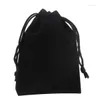 Jewelry Pouches Black Flocking Cloth Pouches/Drawstring Velvet Bag Drawstring Jewellery Gift 50 Pcs 3X4In