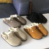 2022 new fashion Sandals fur mule slipper Designer Clogs Suede Leathe Slippers Fur Cork Flat Slides Fashion Clog men womenSandal Size 36-45