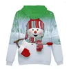 Men's Hoodies Women Christmas Hoodie Big Pocket Cartoon Snowman Print Sweatshirt Pullover Tops Xmas Clothes Women's Casual Tunic