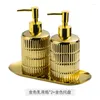 Bath Accessory Set Light Luxury Ceramic Electroplating Bathroom Soap Dispenser Shampoo Press Bottle Household Decoration Accessories