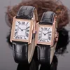 Montre à Quartz de luxe pour hommes, mode loisirs affaires, série réservoir à trois aiguilles, Couple multifonctionnel, étanche, ceinture, 2022