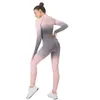 Active Sets 2pcs Yoga Suits Gradients Long Sleeves Tie Dyed Workout Clothes For Womean Breathable Quick Dry Tight Set Gym Clothing