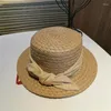 와이드 브림 모자 여성용 비치 모자 플랫 키즈 아기 소녀 어린이 Bowknot 귀여운 여름 야외 Sun Khaki Gril Sombreros De Mujer