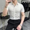 Camisas casuais masculinas de alta qualidade Camisas de veno para hombres moda manga curta slim fit masculino botão de seda