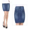 Skirts Women Denim Skirt Vintage Button High Waist Pencil Blue Slim Plus Size 5XL 6XL Ladies Office Sexy Mini Jeans