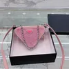 Mini bolso triangular de Diamante, bolsos cruzados con cadena, exquisita cartera de repuesto, bolsos Hobo de cuero genuino, bolso de hombro con bolsillo con cremallera, nuevo