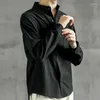 Camisas casuais masculinas 2022 Tecido de linho masculino de verão Mangas curtas de colar preto/branco/verde colar de algodão solto m-5xl