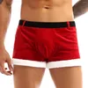 Underpants Mens Christmas Lingerie Underwear Carnival Holiday Party Outfit Velvet Boxers Briefs Wide Elastic Waistband Bulge Pouch Shorts