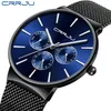 RELOJ HOMBRE 2019 CRRJU Top Brand Brand Luxury Men Watches Intreatim Ultra Fin Date Wrist Watch Male Mesh Strap Casual Quartz Clock291O