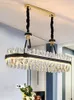 Chandeliers Modern LED Kitchen Chandelier Rectangular Crystal Designer Creative Leather Dining Room Lamp