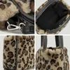 TOTES Akşam çantaları leopar peluş peluş omuz crossbody çanta kadınlar için sahte kürk küçük çanta kış tote dişi rahat kova çantaları tutamak çanta cüzdanları12291229