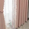 Perde Işık Lüks Pembe Kız Prenses Tarzı İşlemeli Dantel Dikiş Perdeleri Oturma Odası Yatak Odası Balkon Bitmiş Ürün