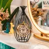 Table Clocks Nordic Light Luxury Iron Led Clock Creative Unique Shape Craft Living Room Wine Cabinet Silent Decoration