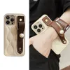 Luxury PU Leather Hand Strap Case For iPhone 14 13 12 11 Pro Max 7 8 Plus X XS Max XR Stand Cover Crocodile Skin Pattern Hard Cases
