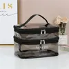 Cosmetic Bags Diamond Patterned Double Compartment Bag Lady Multi Functional Transparent Make Up Organizer Case