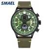 Smael Men's Watch Double Hollow Windows 2019トップブランドの高級時計男性モードウォッチレザーレロジオマスキュリノ9097218Z