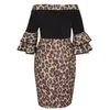 Ethnic Clothing Plus Size Dress 2022 Elegant Leopard Printed Year Evening Party Lady Flare Sleeve MIdi Women 4XL 5XL