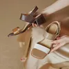 Sandals 2022 Spot Goods Retro GENUINE LEATHER Women Summer Shoes Heel Explosive Models Hook & Loop